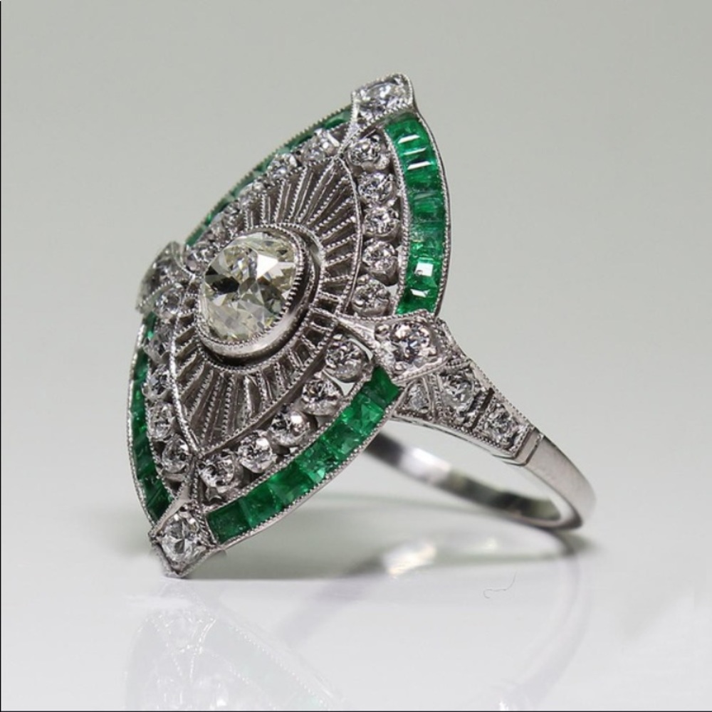 🛑SOLD OUT🛑🙌HP🙌STERLING EMERALD DIAMOND RING - Picture 6 of 7